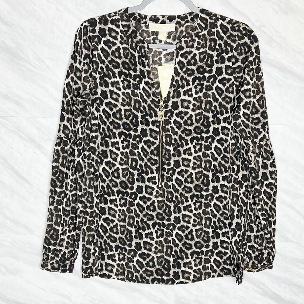 MK Michael Kors Leopard Blouse XS NEW